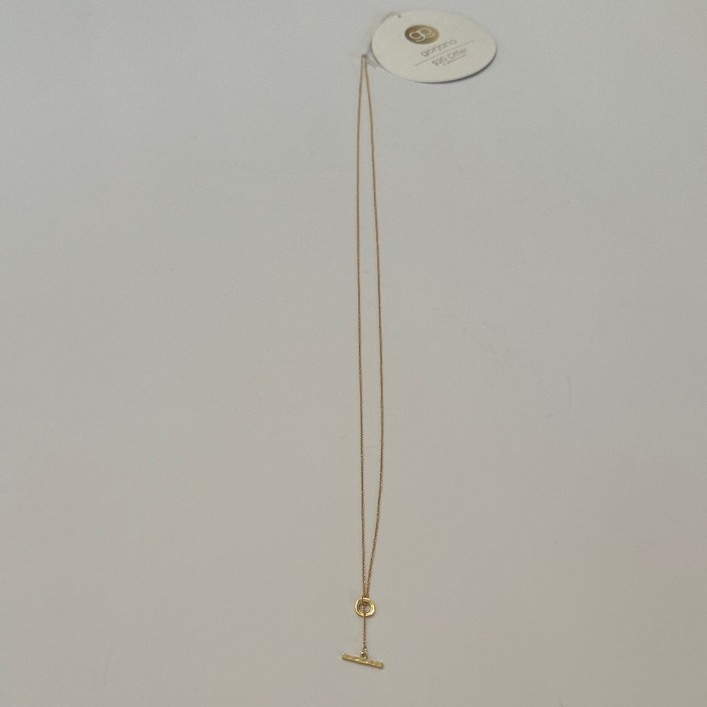 NEW Gorjana Gold Tanner Toggle Lariat Necklace with Bar & Circle Pendant Gift - Picture 2 of 4